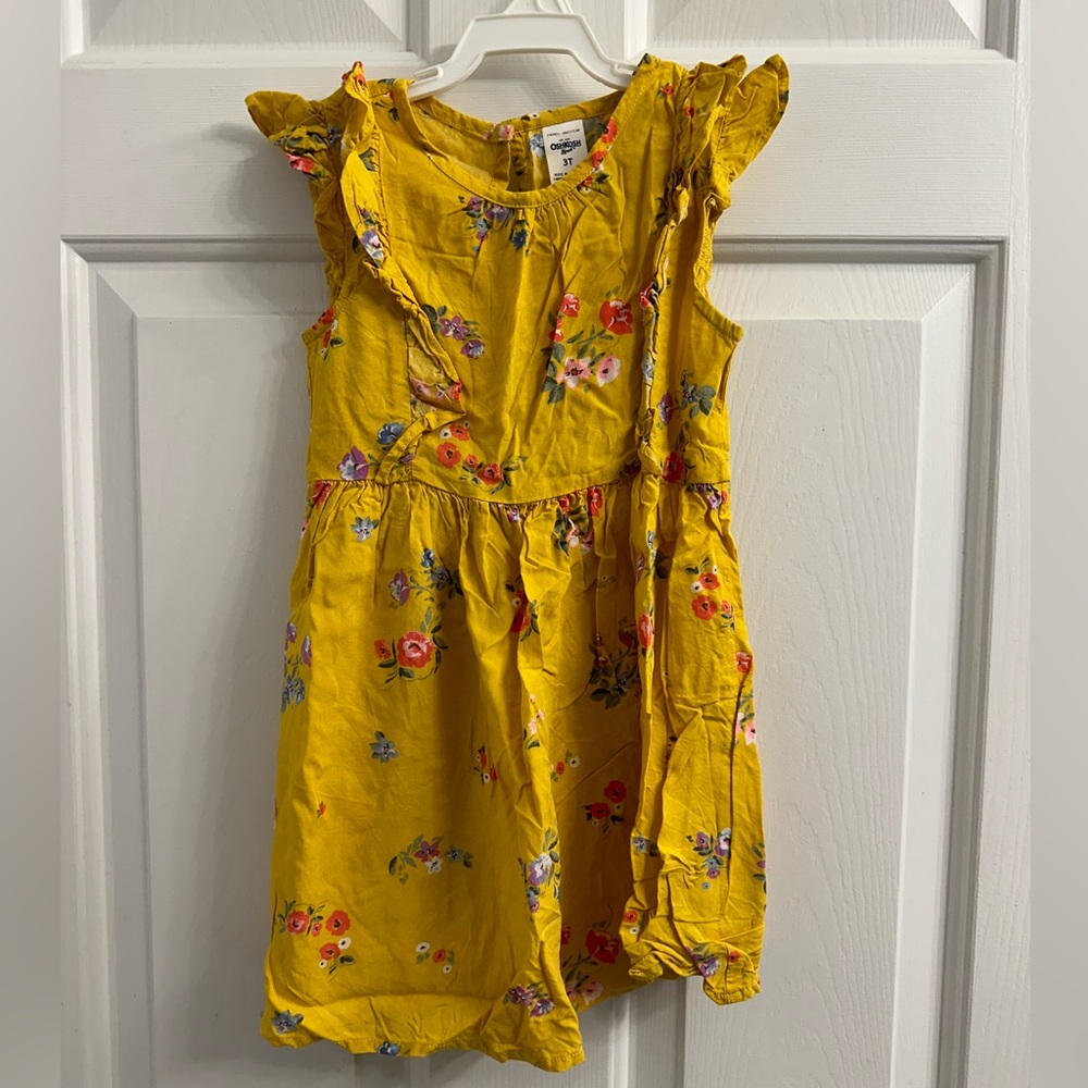 OshKosh B’Gosh Girl’s Yellow Flowery Dress, Size 3T